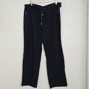 Polo Ralph Lauren Sweatpants Women XXL Black White Zip Hems Pockets Fleece Lined